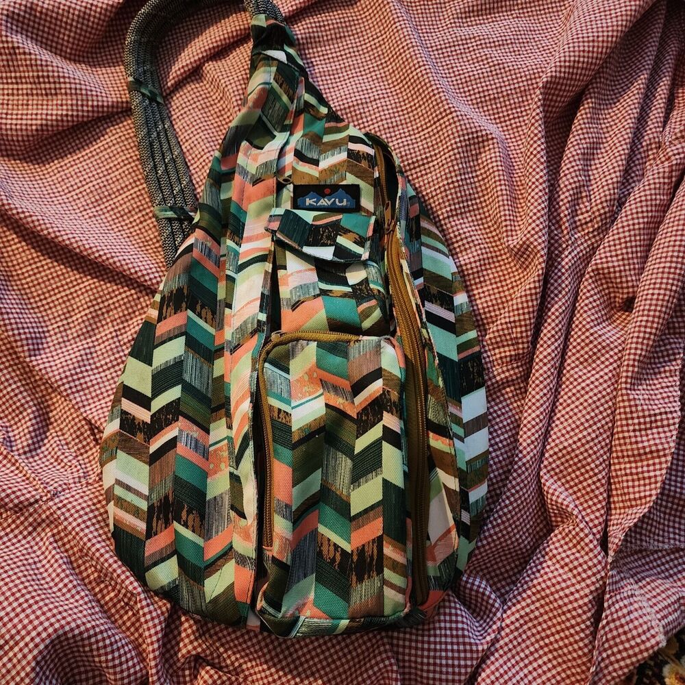 Kavu Sling Rope bag Coastal Blocks Summer Beach Travel 5 Compartments